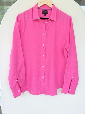 J.Crew Slim-fit Baird McNutt Irish Linen Shirt Hot Pink size 12
